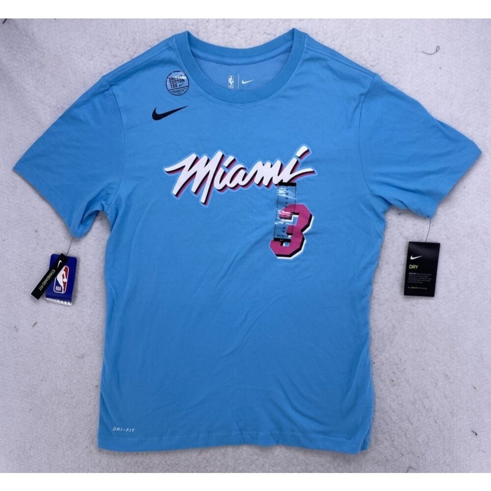 Nike Dwyane Wade Miami Heat Vice City T-Shirt Men's Medium Blue Dri-Fit NBA 3